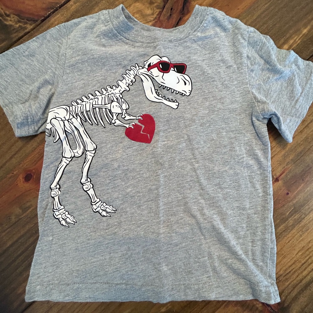 ✨Celebrate It Gray T-Rex Skeleton Kids Tee